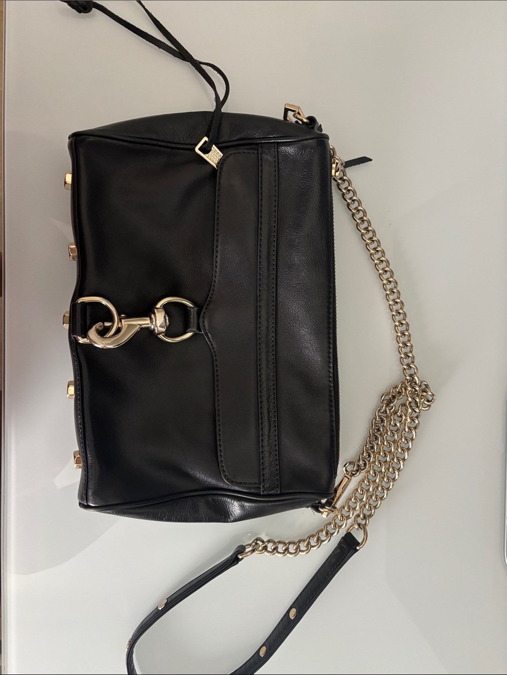 Rebecca Minkoff Black MAC Leather Crossbody  - Gold Hardware